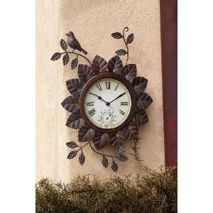   Wall Clock and Thermometer with Hummingbird Patio, Lawn & Garden