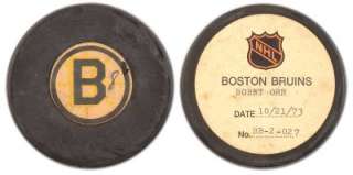 Bobby Orr Boston Bruins 1973 goal scored game used puck  