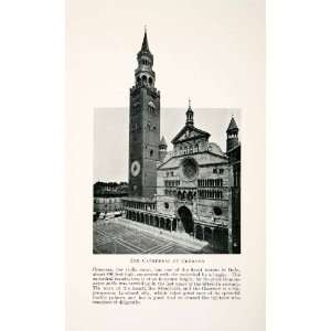 1912 Print Cathedral Cremona Violin Tower Loggie Romanesque Gable 