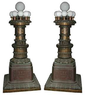 4298 Pair of Chicago Courthouse Bronze Torcheres  