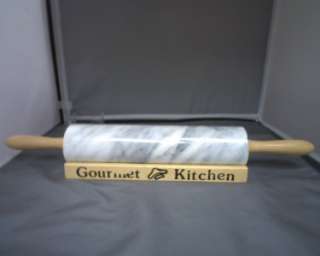 GOURMET KITCHEN MARBLE ROLLING PIN WITH WOODEN BASE (10653B21)  