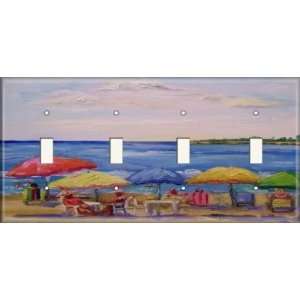  Four Switch Plate   Beach Umbrellas