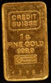 Credit Suisse 1 Gram .9999 Fine Gold Bar (#13181)  
