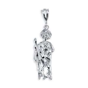    Polished Solid .925 Sterling Silver Saint Jude Pendant Jewelry