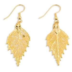  24k Gold Dipped Birch Leaf Earrings Jewelry