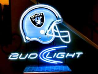 Bud Light Beer Oakland Raiders Logo NFL Football Helmet Neon Sign Bar 