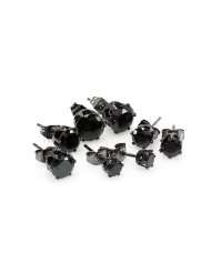 Black Stud Earrings Round Earrings Sets Onyx CZ 7MM, 6MM, 5MM & 4MM 