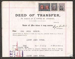 Rhodesia Sc 118c/136 on 1919 Deed of Transfer, Fresh & VF  
