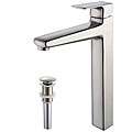 Kraus Virtus Single Lever Vessel Faucet with Pop Up Drain Brushed 
