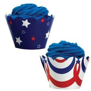  Red, White and Blue Reversible Cupcake Wraps(tm)