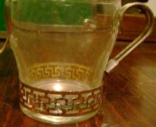 GLASS COFFEE CUPS W/ METAL HANDLE espresso mug cup T  