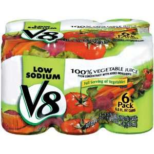 V8 100% Vegetable Juice Low Sodium 6 pk   5.5 oz  Grocery 