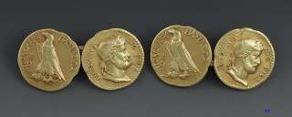 1920s 1950s 14K GOLD DOUBLE CUFFLINKS GREEK COINS  