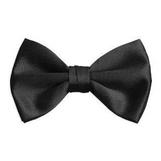 TopTie™ Mens Solid Black Pretied Satin Bowtie Bow Tie