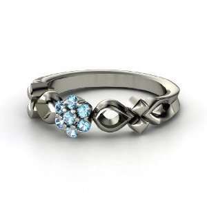  Corsage Ring, Sterling Silver Ring with Blue Topaz 