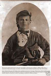 Old Wild West Outlaw Jesse James Pistol Portrait Poster  