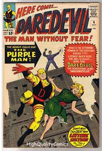 DAREDEVIL 4,Origin 1st Purple Man,Yellow Suit,1964,VFN+  