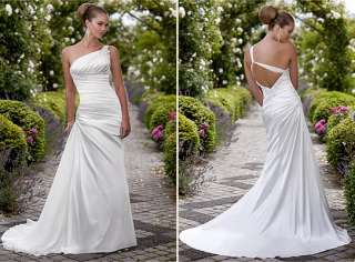   white satin Wedding bridal Dress formal gown A Line zipper custom made