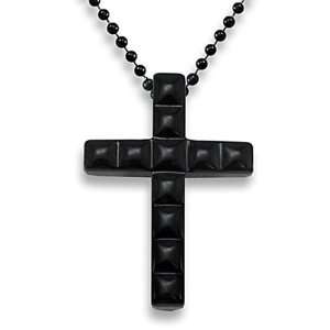   Plated Tungsten Carbide Cross with Faceted Design on a 24 Inch Chain