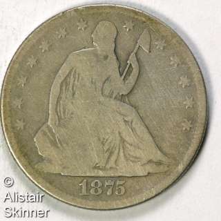 1875 S Seated Liberty Half Dollar G  