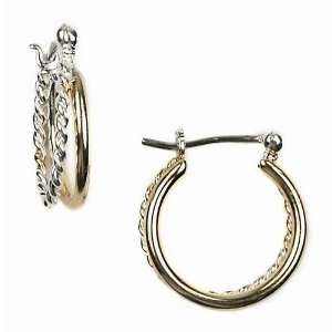  Napier Two−Tone Braided Hoop Earrings Jewelry