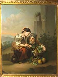   . Oil on Copper Italian Painting of Gathering Grapes for Wine  