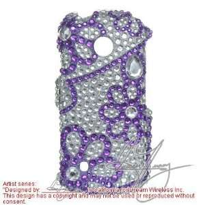   Protector Case for LG Cosmos VN270, Purple Lace Flowers Full Diamond