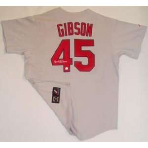  Bob Gibson Autographed Uniform   Grey Cooperown Collection 