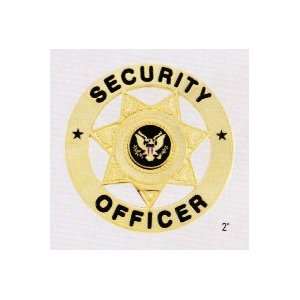  2 Round Gold Finish Metal Security Guard Officer 7 Point 