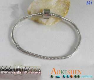 Charm European bead Snake Chain Bracelet Natural M1  