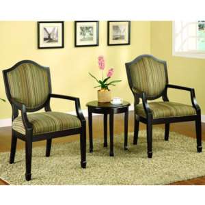 Solid Wood Espresso Finish 3  Piece Accent Chair & Table Furniture Set 