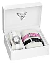 GUESS Watch, Womens White, Pink and Black Croco Leather 