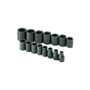  15 Piece 1/2in. Drive SAE Standard 6 Point Impact Socket 