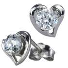 Dahlia Diamond Cubic Zirconia Solitaire Heart Shaped CAREFREE Sterling 