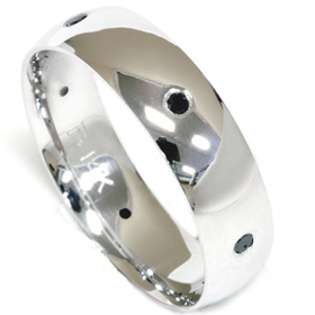 Mens 14k White Gold Black Diamond Wedding Ring Band New  Pompeii3 Inc 
