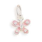 BillyTheTree Jewelry Pink Enamel and Clear Crystal Butterfly Charm 925 