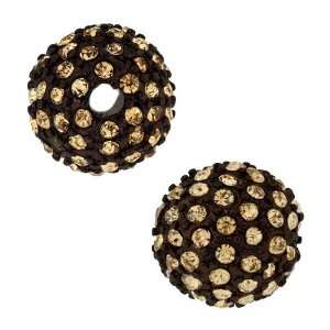  Beadelle Crystal 12mm Round Pave Bead   Chocolate Brown 
