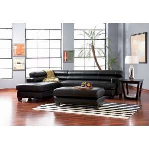   Alyssa Left L Shaped Sectional Sofa in Black Leather