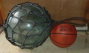 huge 48 antique glass fishing float ball with net  