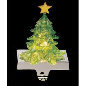 Lighted Classic Christmas Tree Stocking Holder With Silver Base 