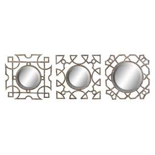 Aspire Metal Abstract Wall Decor with Mirror (Set of 3) 