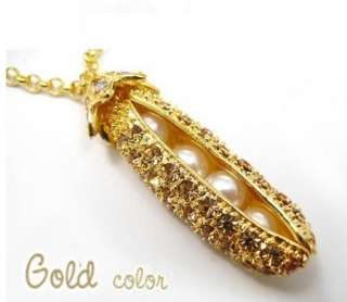 G4062 Gold Plated SWAROVSKI CRYSTAL Pearl Pea necklace  
