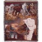 Simply Home Western Way Cowboy Horses Tapestry Throw Blanket 50 x 60