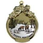 Gloria Duchin® Goldtone Collectible Bulb Ornament with Deer Scene