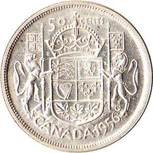 1956 Canada 50 Cents Large Silver Coin KM#53  