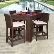 Atlantic Abaco 5 pc Wicker Rectangular Bar Set 