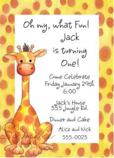 Cute Giraffe Baby Shower or Birthday Party Invitations  