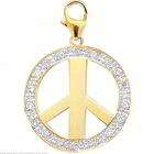 FindingKing 14K Gold 1/10ct Diamond Peace Symbol Spring Ring Charm