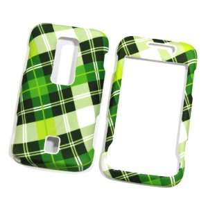  White with Green Cross Checker Plaid Rubber Texture Huawei 