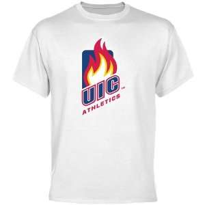  NCAA UIC Flames White Athletics Team Logo T shirt Sports 